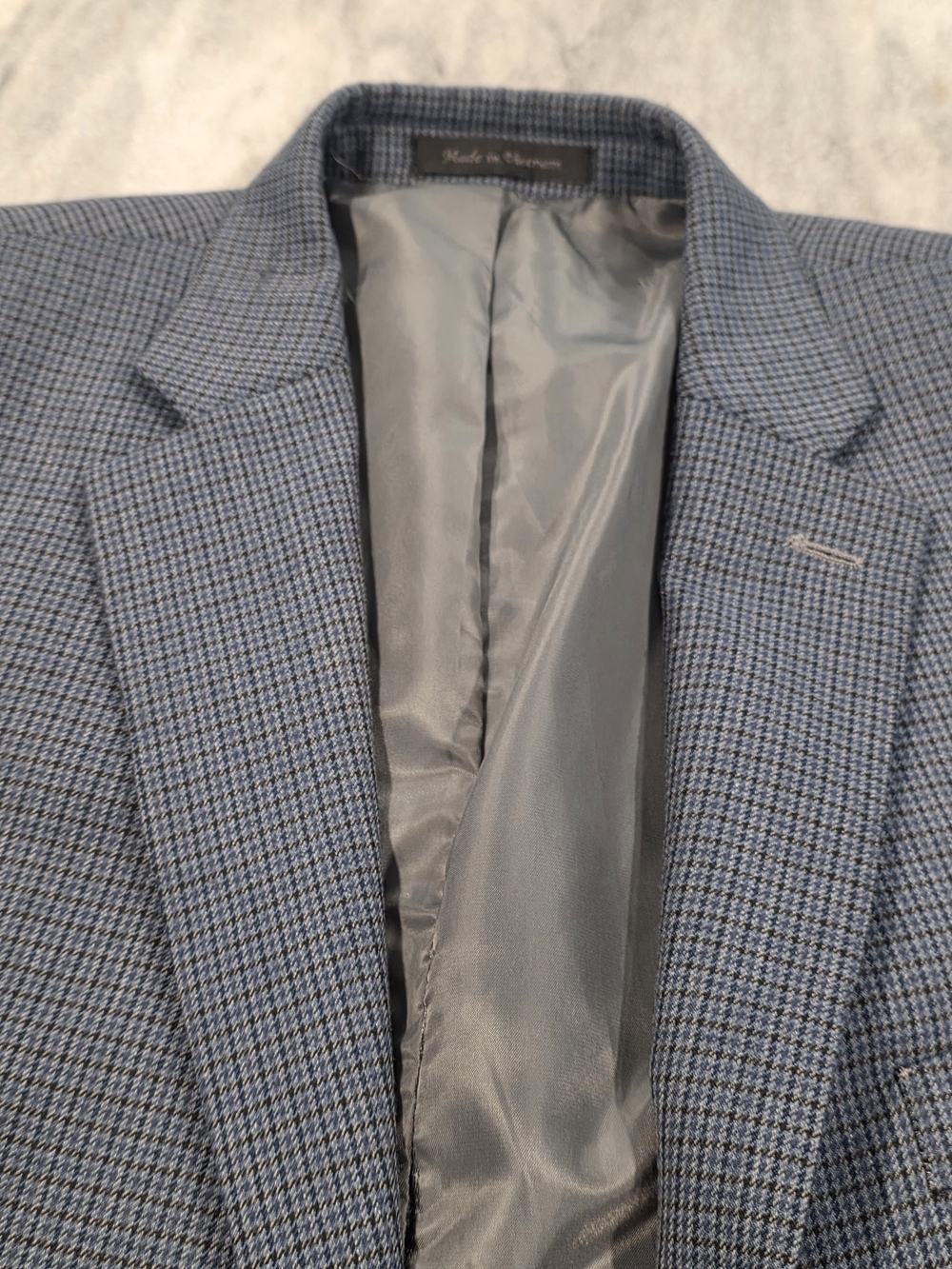 44R Men's Chaps Ralph Lauren Houndstooth Blazer Blue 2 Button Sport Coat
